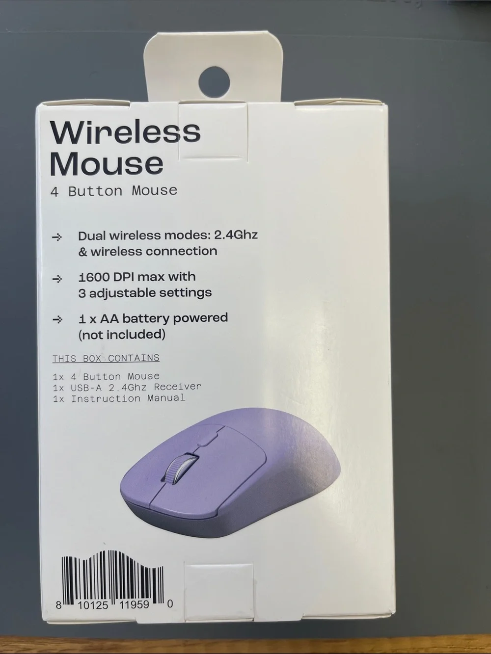 Wireless Purple Mouse - 4 Button Bluetooth/Wireless
